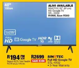 OK Furniture Sinotec 40" Full HD Google TV offer