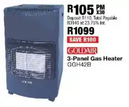 OK Furniture Goldair 3-Panel Gas Heater offer