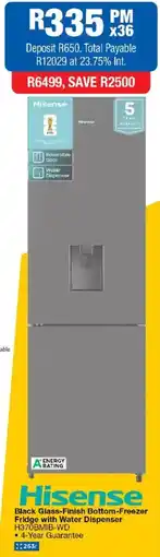 OK Furniture Hisense Black Glass-Finish Bottom-Freezer Fridge with Water Dispenser offer