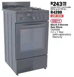 OK Furniture Defy Black 4-Burner Gas Stove offer