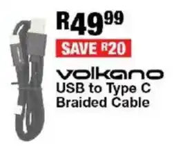 OK Furniture Volkano USB to Type C Braided Cable offer