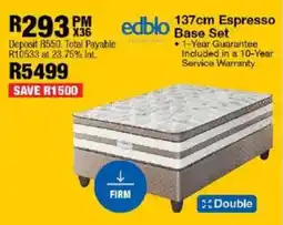 OK Furniture Edblo 137cm Espresso Base Set offer