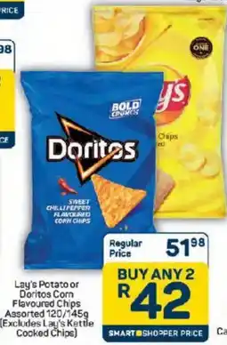 Pick n Pay Hypermarket Lay's Potato or Doritos Corn Flavoured Chips Assorted offer