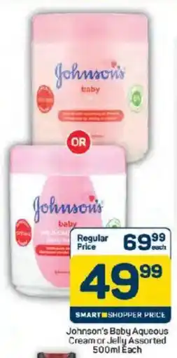 Pick n Pay Hypermarket Johnson's Baby Aqueous Cream or Jelly Assorted offer