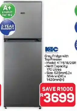 Pick n Pay Hypermarket KIC Grey Fridge with Top Freezer offer