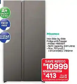 Pick n Pay Hypermarket Hisense Inox Side-by-Side Fridge with Freezer offer