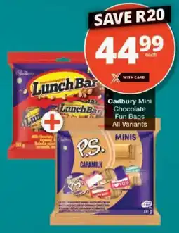 Checkers Cadbury Mini Chocolate Fun Bags All Variants offer