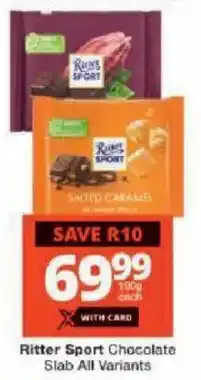 Checkers Ritter Sport Chocolate Slab All Variants offer