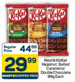 Pick n Pay Nestlé KitKat Hazelnut, Salted Caramel or Double Chocolate 99g Each offer