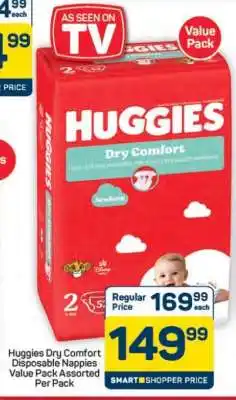Pick n Pay Hypermarket HUGGIES DRY COMFORT DISPOSABLE NAPPIES VALUE PACK offer