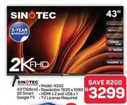 Pick n Pay Hypermarket SINOTEC 43 2K Smart Google TV offer