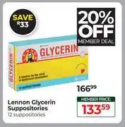 Dis-Chem Lennon Glycerin Suppositories 12 Suppositories offer