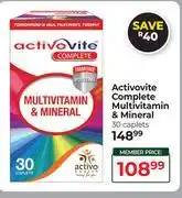 Dis-Chem Activovite Complete Multivitamin & Mineral-30 Caplets offer