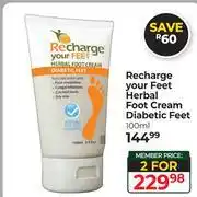 Dis-Chem Recharge Your Feet Herbal Foot Cream Diabetic Feet-For 2 x 100ml offer