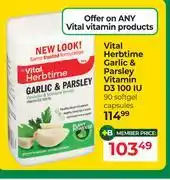 Dis-Chem Vital Herbtime Garlic & Parsley Vitamin D3 100 IU-90 Softgel Capsules offer