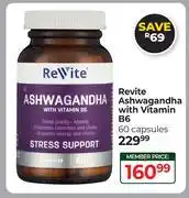 Dis-Chem Revite Ashwagandha With Vitamin B6 60 Capsules offer