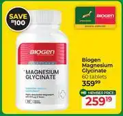 Dis-Chem Biogen Magnesium Glycinate 60 Tablets offer