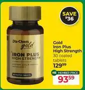 Dis-Chem Dis Chem Gold Iron Plus High Strength 30 Coated Tablets offer
