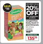 Dis-Chem Jungle Vites Daily Multi V And Minerals 60 Chew Tablets offer