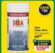 Dis-Chem Sela Clear Skin 30 Capsules-For 2 offer