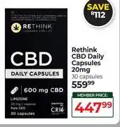 Dis-Chem Rethink CBD Daily Capsules 20mg 30 Capsules offer
