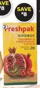 Dis-Chem Freshpak Rooibos Craberry & Pomegranate Tea 20 Tagless Teabags offer