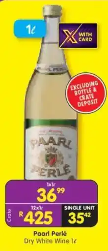 Shoprite Liquor Paarl Perlé Dry White Wine offer