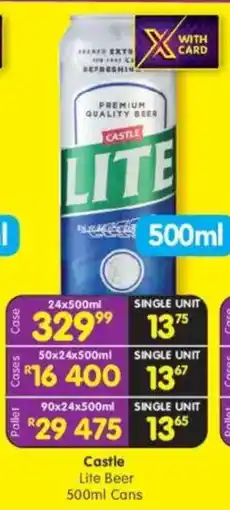 Shoprite Liquor Castle Lite Beer Cans offer