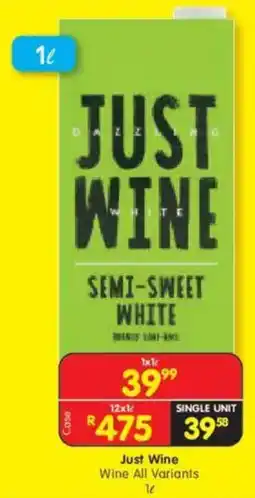 Shoprite Liquor Just Wine Wine All Variants offer