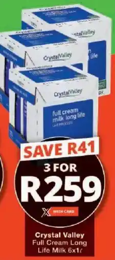 Checkers Hyper Crystal Valley Full Cream Long Life Milk offer