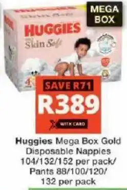 Checkers Hyper Huggies Mega Box Gold Disposable Nappies/ Pants offer