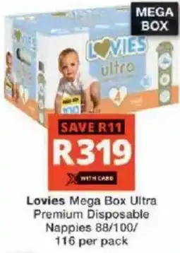Checkers Hyper Lovies Mega Box Ultra Premium Disposable Nappies offer