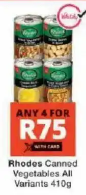 Checkers Hyper Rhodes Canned Vegetables All Variants offer