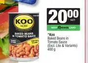 Spar Koo Baked Beans In Tomato Saauce-400g offer