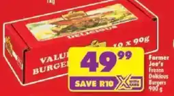 Shoprite Farmer Joe's Frozen Delicious Burgers offer
