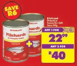 Shoprite Ritebrand Pilchards in Tomato/ Hot Chilli Sauce offer