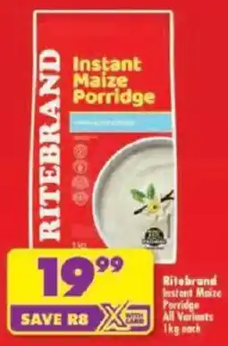 Shoprite Ritebrand Instant Maize Porridge All Variants offer