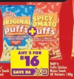 Shoprite Tait's Puffs Chicken Maize Snack offer