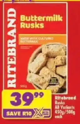 Shoprite Ritebrand Rusks All Variants offer