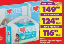 Shoprite Lovies Value Pack Disposable Nappies/ Pants offer