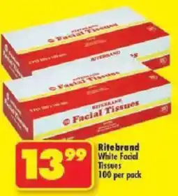 Shoprite Ritebrand White Facial Tissues offer
