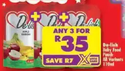 Shoprite De-lish Baby Food Pouch All Variants offer