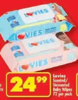 Shoprite Lovies Scented/ Unscented Baby Wipes offer