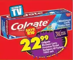 Shoprite Colgate Maximum Cavity Protection/ Herbal Toothpaste All Variants offer