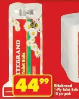Shoprite Ritebrand 1-Ply Toilet Rolls offer