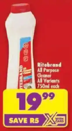 Shoprite Ritebrand All Purpose Cleaner All Variants offer