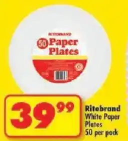 Shoprite Ritebrand White Paper Plates offer