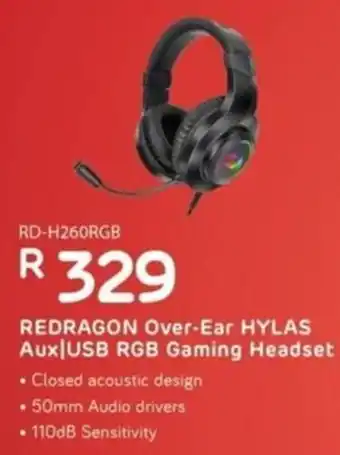 Computer Mania Redragon Over-Ear Hylas Aux/ USB RGB Gaming Headset offer