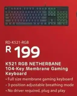 Computer Mania Redragon K521 RGB Netherbane 104-Key Membrane Gaming Keyboard offer