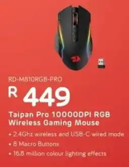 Computer Mania Redragon Taipan Pro 10000DPI RGB Wireless Gaming Mouse offer